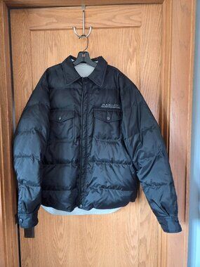 Vintage Harley Davidson Mens Reversible Down Puffer Jacket Black Light Grey‎ 2XL